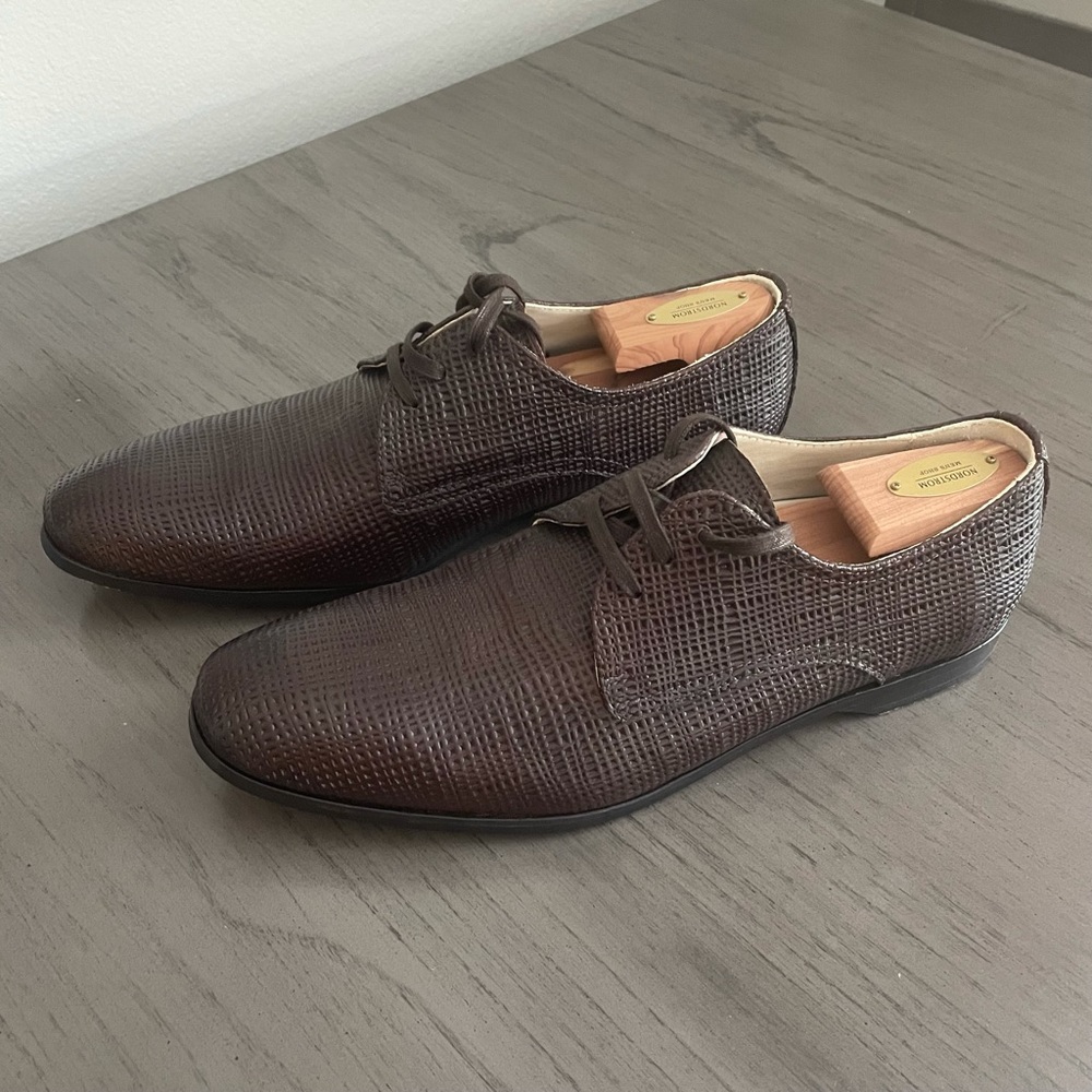 MOVING SALE! Men’s 10, Maison Forte Brown Leather Lace Ups - Picture 2 of 8